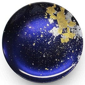 Painted Workshop huzii Platter Lacquer Glass Dish Flat Plate (6 – A- 001) Blue Approx. φ 28 cm x 2.3 cm Dish glassmaking Lacquer Gold Foil 6 – A- 001 