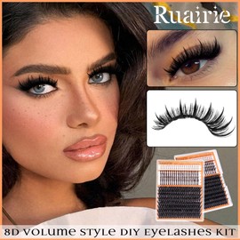 Volume 100D Lash Clusters Kit Spike Individual Lashes Extension Kit with Bottom Eyelashes 280pcs Eyelash Clusters Wispy Clusters Eyelash Extensions with Bond, Waterproof Seal and Tweezers by Ruairie