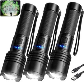 polisak Rechargeable LED Flashlights High Lumens, 990,00 Lumen Super Bright Flashlight with 5 Modes, Powerful Waterproof Handheld Flash Light, Multifunctional Flashlight for Home Camping Hiking (3)
