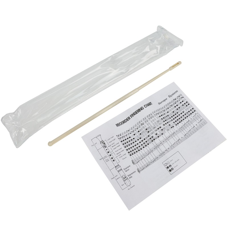 A-Star Soprano/Descant School Recorder, English/Baroque fingering with Fingering Chart, Protective