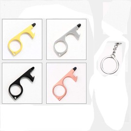 2PCS No Touch Door Opener Portable Contactless Door Opener with Keychain EDC Door Opener for Outdoor ATM Machine Elevator-Black