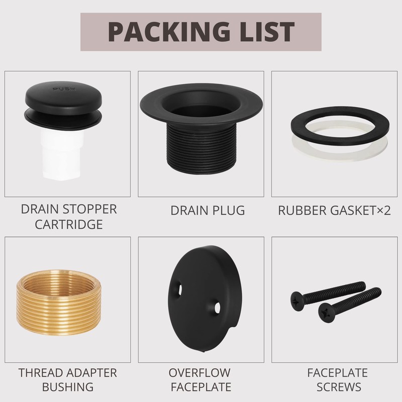 GSTARAM Bathtub Drain Tip-Toe Tub Trim Kit with Two-Hole Overflow