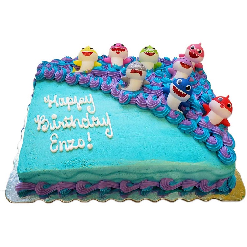 SAKOLLA シャークケーキトッパー - 8パック リトルシャークファミリーケーキデコレーション 子供の誕生日パーティー ベビーシャワー用 (カラーボックス梱包)