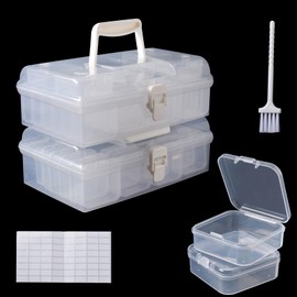 Douorgan Small Bead Storage Containers 28 Pieces Plastic Storage Organizers Portable Art Storage Case Transparent Boxes Jewelry Beads Storage Box(2 Pack)