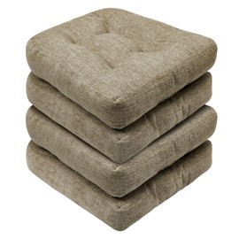 Basic Beyond Chair Cushions for Dining Chairs, Non-Slip Chair Pads, Thick Seat Cushions for Dining Room Chairs, Kitchen Chair Cushions Set of 4, 17" x 17" x 4", Khaki