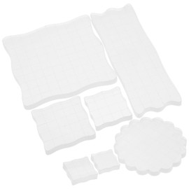Operitacx Acrylic Handle Blocks 7pc Stamping Blocks with Grid Lines for Card Making Crafting