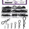 Swpeet 145Pcs 6 Sizes Black Zinc-Plated Carbon Steel Cotter Pin Assortment Kit, Hitch Pin Clip, R Clips, Retaining Pins, Hair Pin, Hardware Pins, Spring Fastener for Dolly Pins Trailer Pin Clips