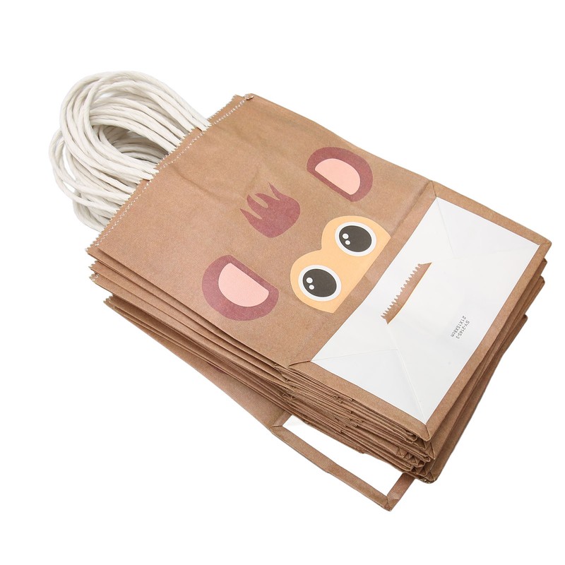 25Pcs Kraft Paper Gift Bag Animal Pattern Multipurpose Kraft Bag