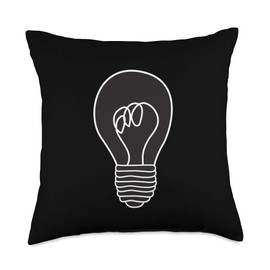 Light Bulb Edison Black White Modern Minimalist Industrial Throw Pillow