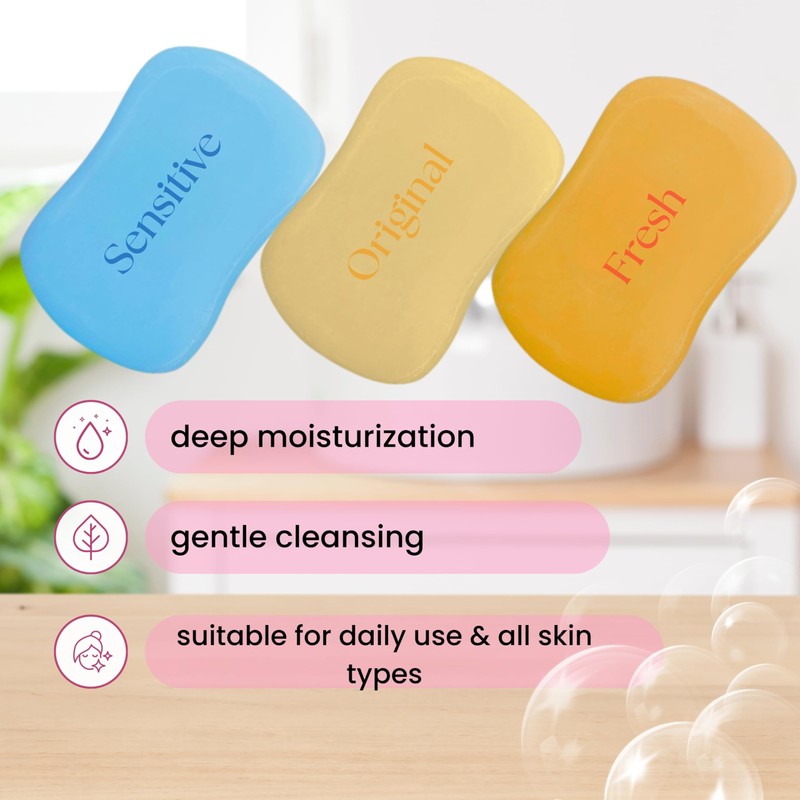 Antibacterial Soap Bundle with 3 pack soap bars - Original,