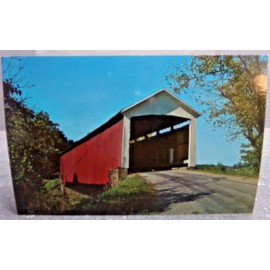 ESTELL WHOLESALE CO INDIANA COVERED BRIDGE POSTCARD MILL CREEK BRIDGE OVER MILL CREEK TANGIER IN