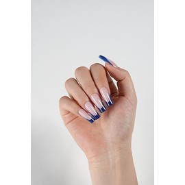 Misssix XBASICTIPS French Tip Press On Nails, 150Pcs Purple French Gel Nail Tips Long Square, Soft Gel Pre-shaped No Need to File 3 in 1 Tips, Fake Nails for Nail Art DIY Extension Designs 15 Sizes