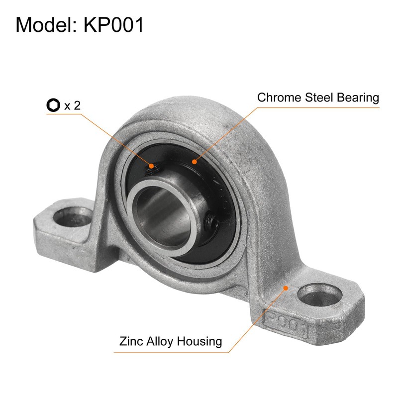 sourcing map 4pcs KP001 Flanged Pillow Block Bearings 12mm Bore,