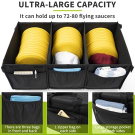 ITHWIU Disc Golf Storage Bag with Cover Large Capacity with 3 Dividers and 10 Side Pockets, Each Divider can hold 24 Discs, Entire Bag Can Hold up to 72-80 Discs, Black