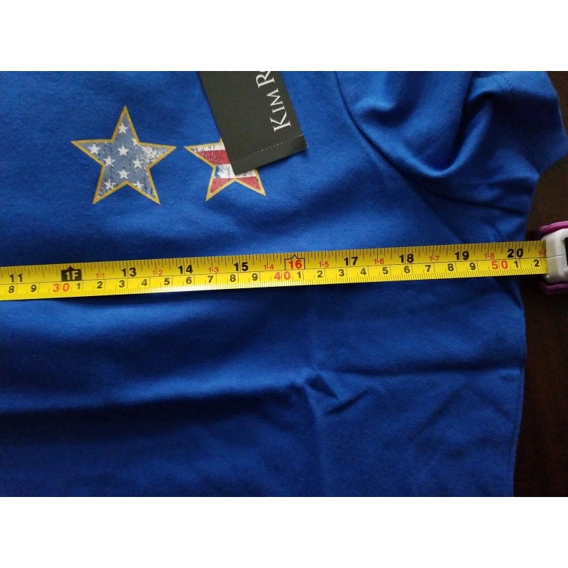 Kim Rogers Woman’s Blue Tee Shirt With Summer Nights,Firewor