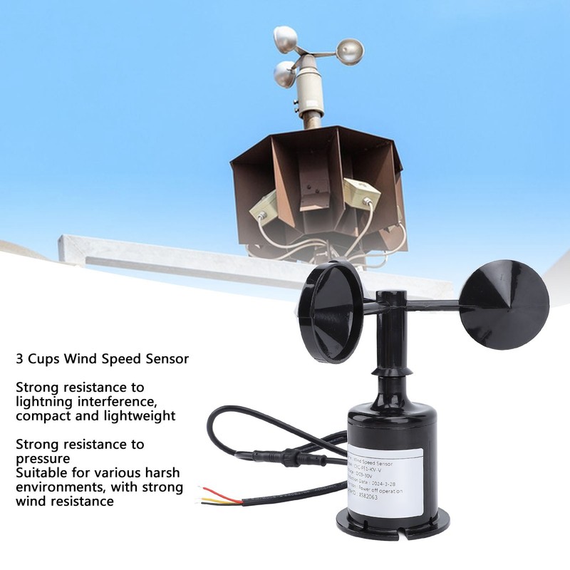3 Cups Wind Speed Sensor Ultrasonic Sensor Weather Resistant High