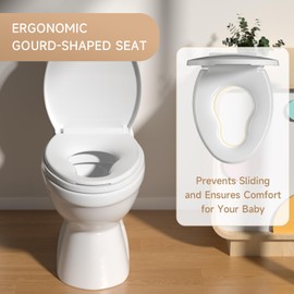 Aquatiz Elongated Toilet Seat with Built-in Toddler Seat, Soft Close Kids Toilet Seat Attachment, Ideal for Potty Training