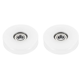 PATIKIL Nylon Pulley Wheel, 12x50x8mm 2 Pcs Ball Bearing Guide Roller Idler Pulley for Furniture Hardware Accessories Sliding Door Window, White