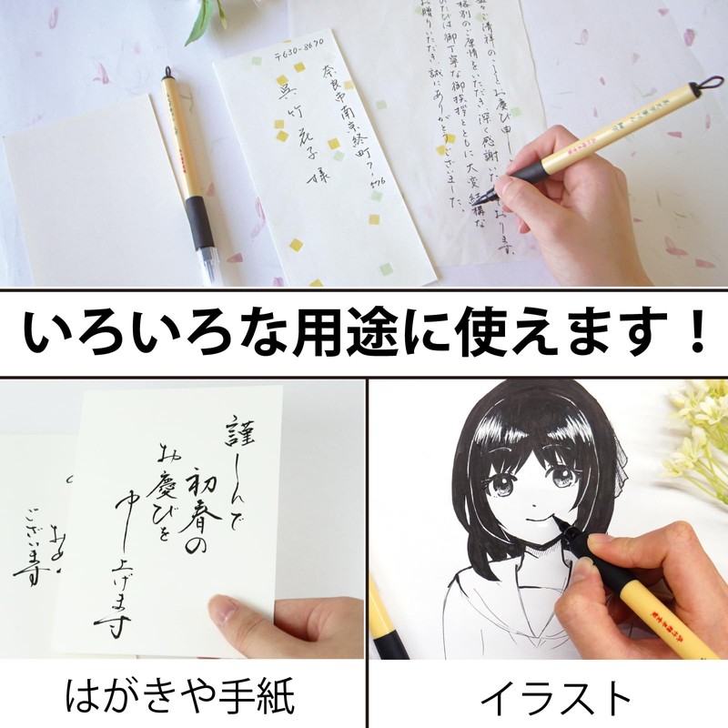 Kuretake XT3-10S/2P Brush Pen, Bijiji Brush Pen, Medium Point, Set