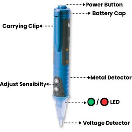 C-LOGIC 35 Voltage and Metal Detector 2-in-1, Non-Contact Voltage Tester (NCV) with Adjustable Sensitivity 20V-1000V, Dual LED & Acoustic Signal, Metal Detection up to 20 mm