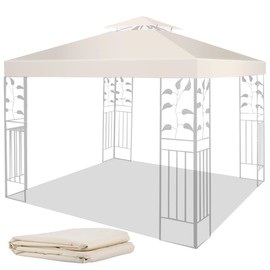 Big Lighting Deals 10' X 10' Gazebo Replacement Canopy Double Tier Patio Canopy Top Cover-Beige