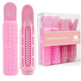 JIRIS 4PCS Volumizing Hair Clips for Root Lift & Volume - Instant Bangs Roller Clips for Effortless Curls & Lift - Velcro Rollers For Hair - Hair Rollers For Women - Pink