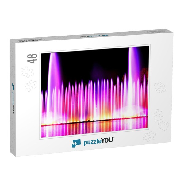 Musical Fountain with Laser Animations. Night Laser Fount... Jigsaw Puzzle