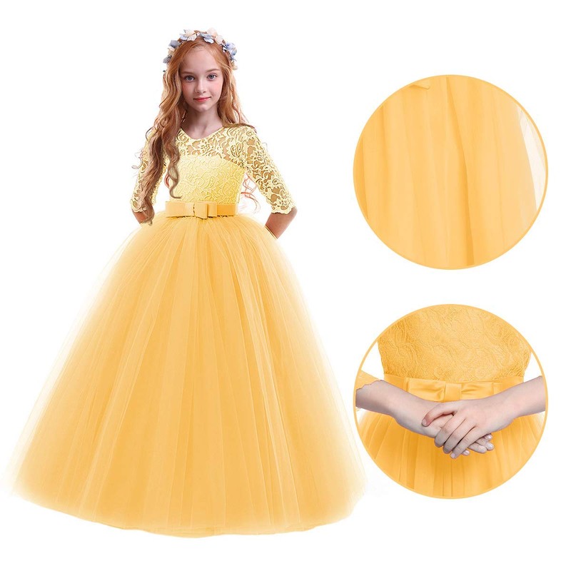 Flower Girls Pageant Ball Gowns Kids Chiffon Embroidered Tulle Wedding