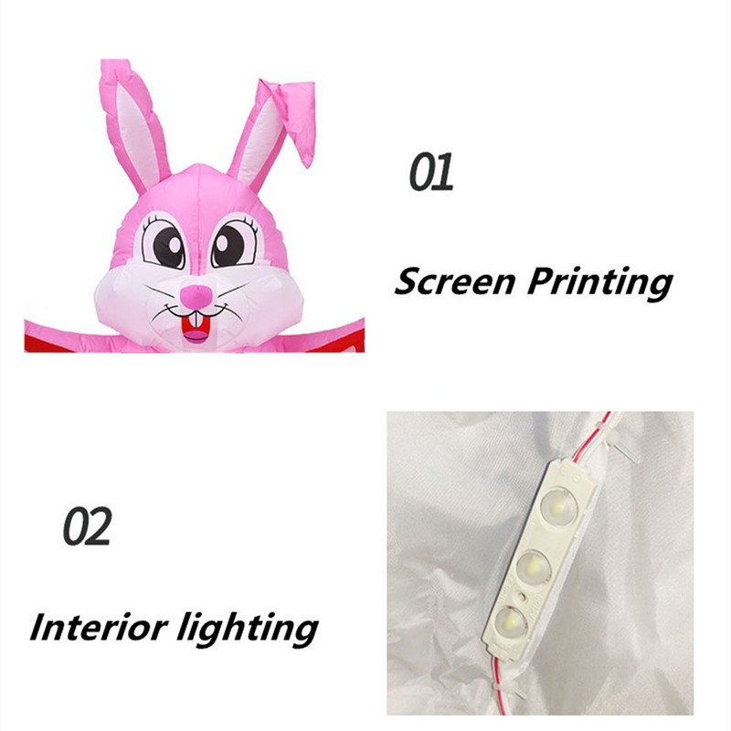 Lighted Inflatable Easter Bunny Easter Blow Up Rabbit with Built