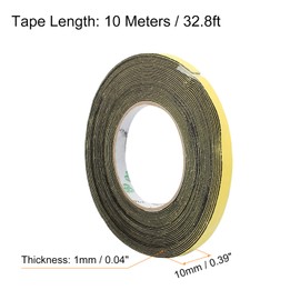 Rebower Single-Sided Foam Tape Self Adhesive, [for Home Fixtures, Daily Use] - 10mm x 1mm / 10m / Black, Yellow / 1Pcs