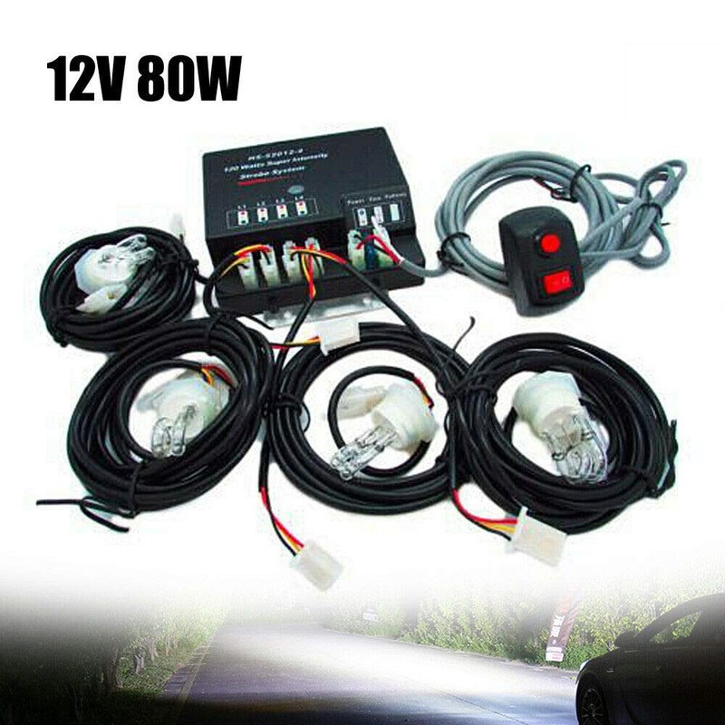 DENESTUS 4 HID Bulbs Emergency Strobe Light Headlight Kit Car