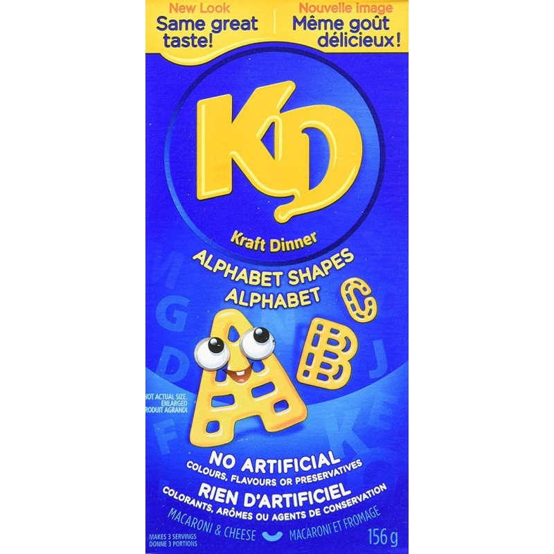 Kraft Dinner Macaroni & Cheese Shapes, Alphabet, 156g/5.5oz.,