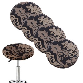 Bifaunvogel Round Stool Covers 4 Pack Round Bar Stool Covers with Elastic Stretch Barstools Seat Covers Slipcovers Bar Rolling Chair Seat Cover Diameter 13"-18" Style 1