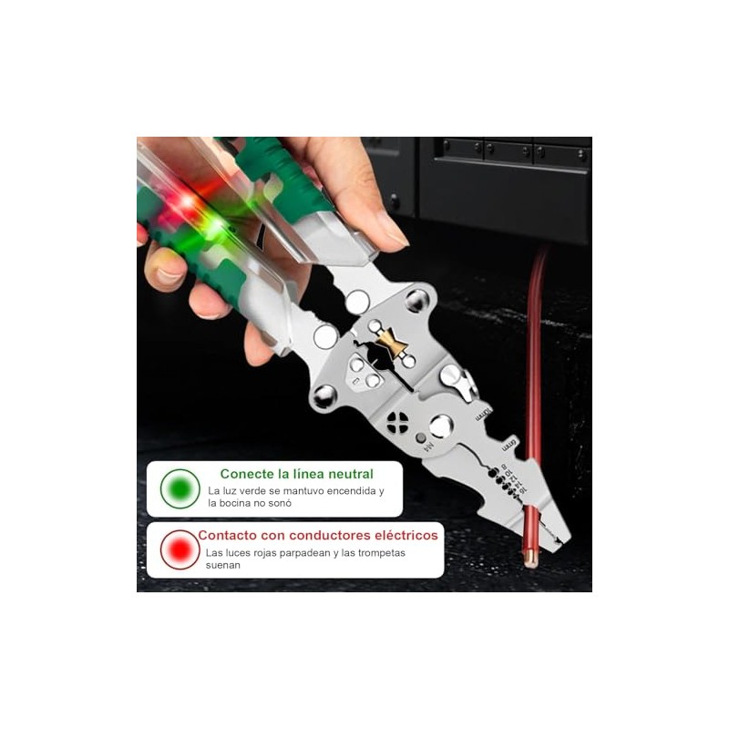 Pinzas Electricista 8 en 1, Pinzas Pelacables con Tester de