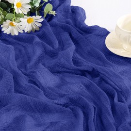 Santaben Royal Blue Cheese Cloth Table 120 Inch Soft Rustic Boho Gauze Cheesecloth Table Runner 10FT for Fall Wedding Birthday Party Baby Shower Summer Home Dorm Decoration