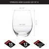 FAWLES Stemless Wine Glasses Set of 12, 15 Ounce Smooth