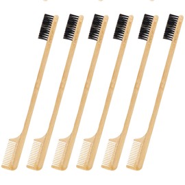Geiserailie 3 Pieces Moustache Comb and Brush Beard Edge Brushes 2-in-1 Sapling Wood Mustache Comb Gentle Control Bamboo Eyebrow Hair Tool