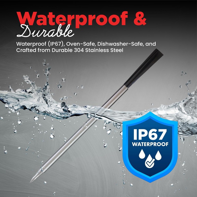 Cookerfy Meat Thermometer Digital Wireless –IP67 Waterproof, 48h Battery Life,
