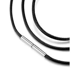 Inscca Faux Leather Chain with Clasp 2/3 mm Black Chain Men's Leather Chain Necklace for Pendant for Women Thin Short/Long 40/45/50/55/60/65/70 cm Gifts for Men Leather Cord