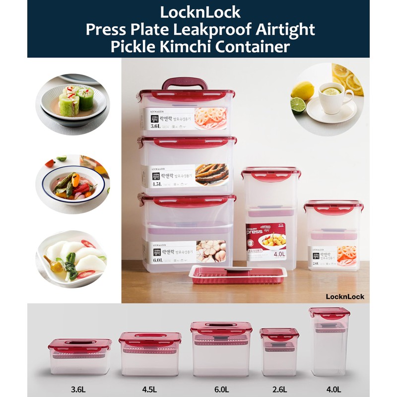 Lock & Lock BPA Free Rectangular Pickle Kimchi Press Ferment