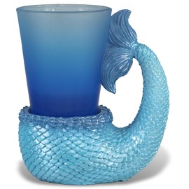 CoTa Global Cool Blue Mermaid Tail Shot Glass - Novelty Glassware Home and Bar Liquor Accessory, Fun Ocean Life Shooter for Espresso and Alcohol Drinks - 3.4 Inches