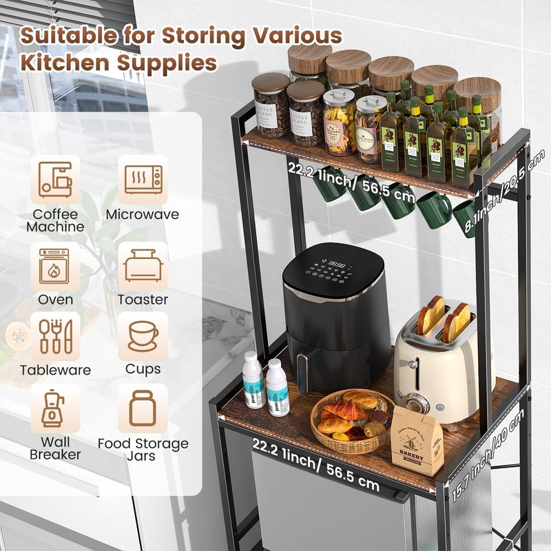 Housolution Mini Fridge Stand with Storage, 2-Tier Kitchen Microwave Stand