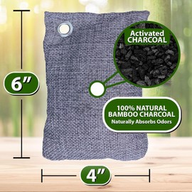 100g Bamboo Charcoal Bags (Pack of 10 Bags) - Activated Charcoal Odor Absorber - Reusable Bags for Homes, Cars, Closets, & Shoe Odor - Absorbs Odors &