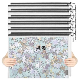 12pcs Mesh Zipper Pouch Puzzle Storage Bags A3 17x12 Inches Large File Bags Black Reusable Zipper Pouches for Organizing, Classroom Board Game Organization