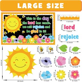 Religious Bulletin Board Decorations Set, Sunday School Lord Classroom Decoration Inspired Christian Sun Flower Cutouts Bible School VBS Library Church Window Wall Decor for Teacher