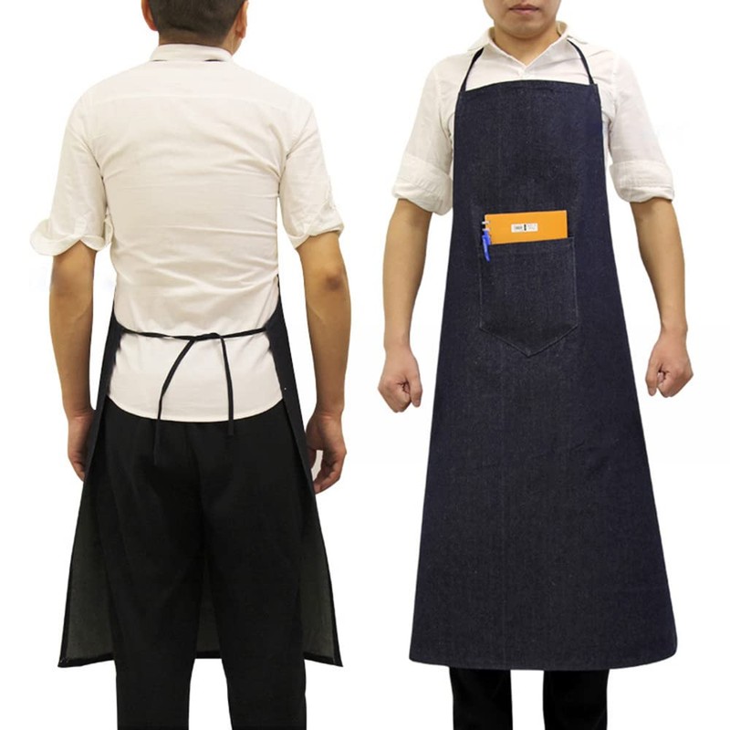 SEIWEI Denim Work Apron, Unisex Denim Apron Workwear, Multifunctional Kitchen