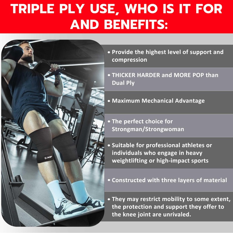 AQF Gym Knee Sleeves Weight Lifting – Single, Double &