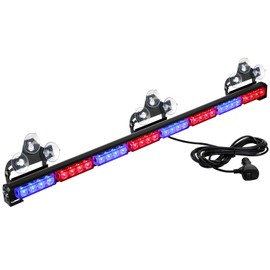ASPL 36" 32LED Traffic Advisor Light Bar Warning Emergency Strobe Light Bar Directional Flashing Emergency Caution Lighting Led Safety Lights with 16 ft Straight Cord (Red/Blue)