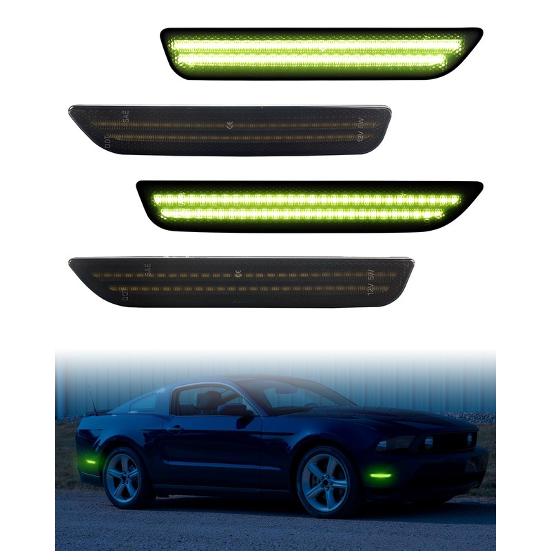 PWOBVZ Green Side Marker Lights Compatible with Ford Mustang 2010