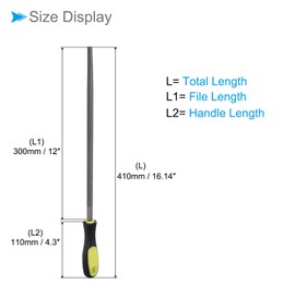 CoCud Round File, | 12 Inch File Length |, High Carbon Steel Medium Cut File Hand Rasp with Anti-Slip Grip Handle - (Applications: for Shaping Metal Wood Plastic), 1-Piece